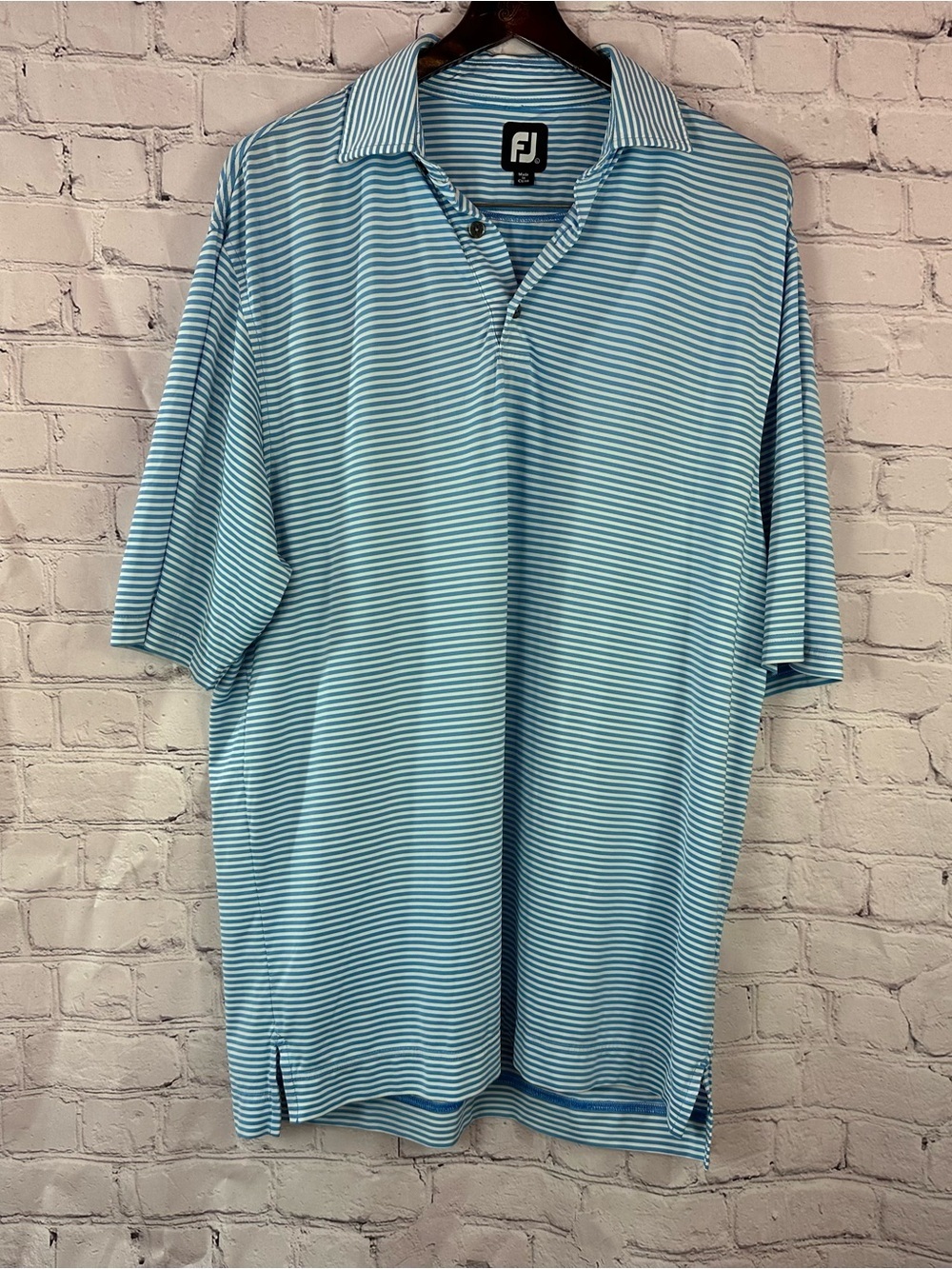 FootJoy blue Stripe Golf Polo men L business casual athleisure sporty prep
